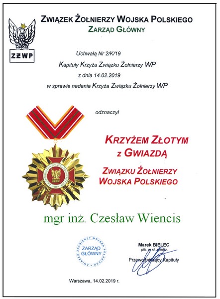 Krzyż złoty z Gwiazdą